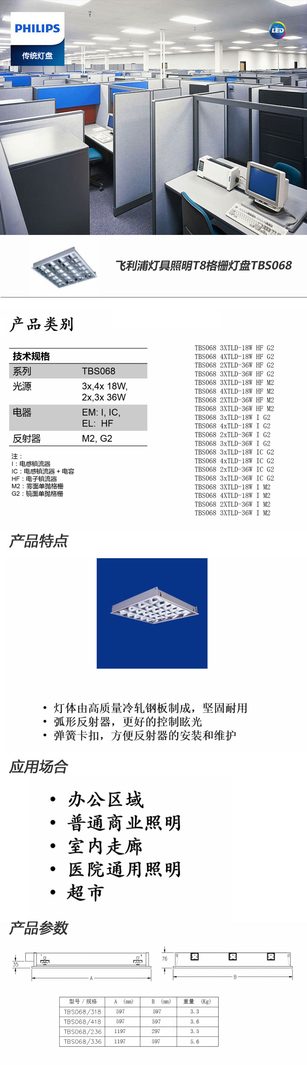 飛利浦燈具照明T8格柵燈盤(pán)TBS068-.jpg
