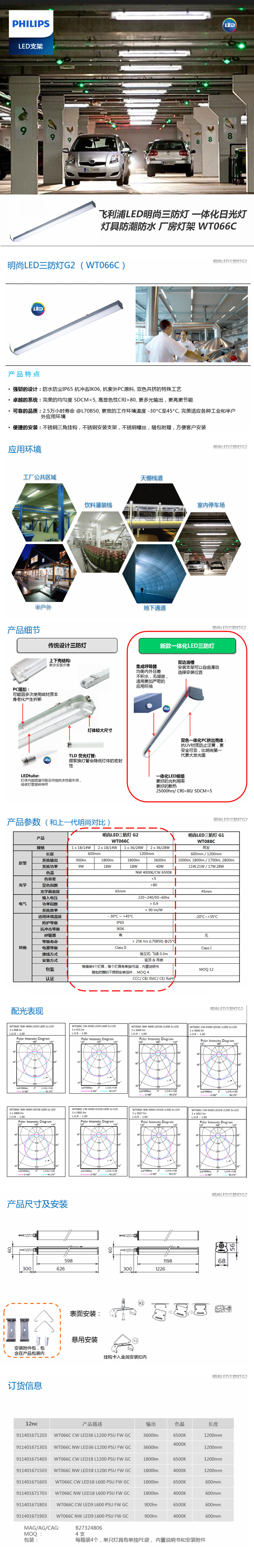 飛利浦LED明尚三防燈-一體化日光燈-燈具防潮防水-廠房燈架-WT066C-.jpg